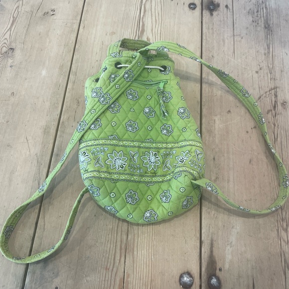 Vera Bradley lime paisley drawstring backpack - Picture 2 of 5